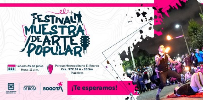 Las Alcaldía Local de Bosa en aras de la promoción de las diferentes manifestaciones artísticas y culturales de los habitantes de Bosa, realizará un evento cultural y artístico en el Parque Metropolitano El Recreo, el próximo sábado 25 de junio de 2022.  