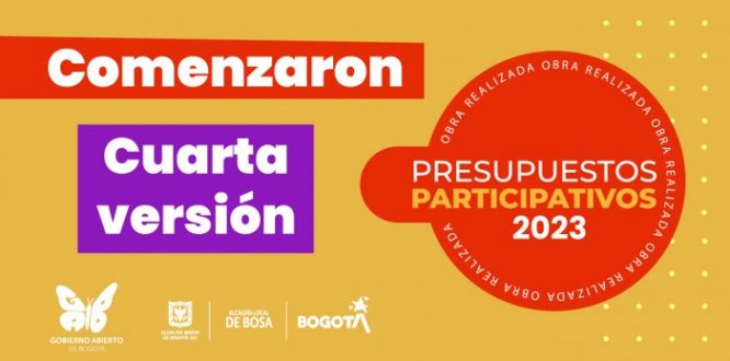 El momento para que la comunidad de Bosa decida sobre la inversión de los recursos de la localidad ya llegó, con la cuarta versión de los Presupuestos Participativos, ciudadanos y ciudadanas desde los 14 años podrán presentar sus propuestas en temas de ambiente, cultura, recreación, deporte, seguridad, convivencia entre otros.