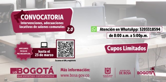 Convocatoria intervenciones Salones Comunales de Bosa