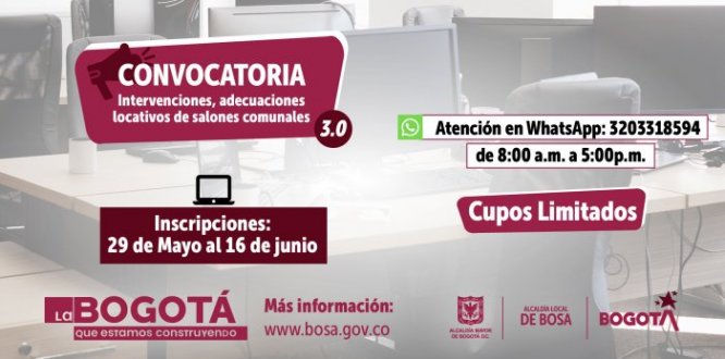 Convocatoria intervenciones, adecuaciones locativos de salones comunales 3.0