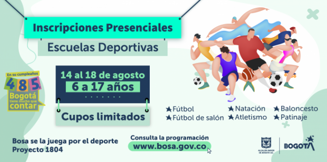 Ampliamos cupos para las escuelas deportiva 