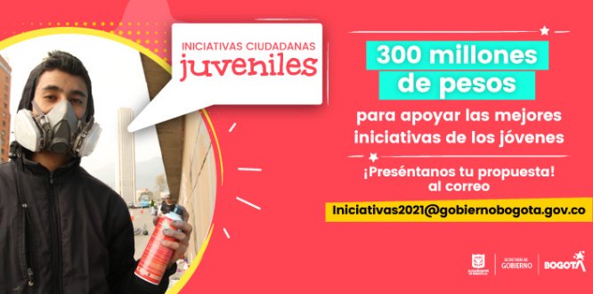 La convocatoria está dirigida a los jóvenes que tengan entre 18 y 28 años. Para acceder deben integrar una organización social o comunitaria y contar con un proyecto que responda a los intereses colectivos de sus barrios. Incluye grupos de jóvenes LGBTI, indígenas, gitanos, afrocolombianos y palenqueros, entre otras comunidades específicas. Secretaría de Gobierno destina $ 300 millones para impulsar proyectos de jóvenes de Bogotá