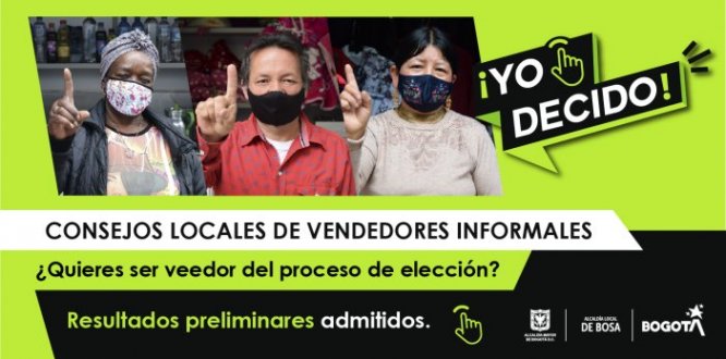 Resultados de la convocatoria para ser veedor del proceso de elección del Consejo Local de Vendedores Informales de Bosa Resultados de la convocatoria pública para seleccionar a los dos veedores que integrarán el comité de garantías electorales dentro del proceso de elección del Consejo Local de Vendedores Informales de Bosa