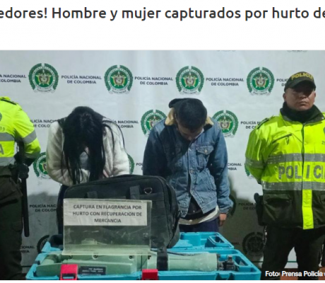 ¡Los demoledores! Hombre y mujer capturados por hurto de taladro industrial