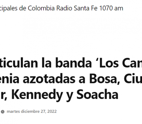 Desarticulan la banda ‘Los Camilo II’ que tenia azotadas a Bosa, Ciudad Bolívar, Kennedy y Soacha