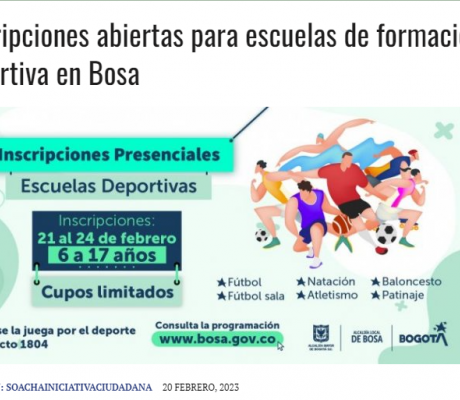 Inscripciones abiertas para escuelas de formación deportiva en Bosa